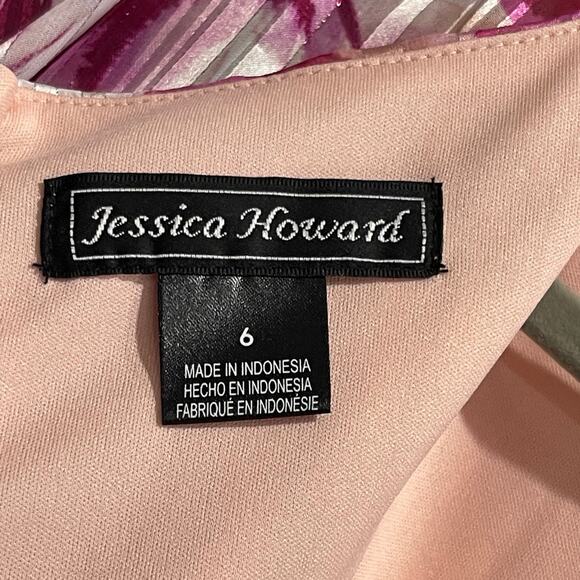 NWT Jessica Howard Women's Hi Lo Midi Short Sleeve Chiffon Lurex Size 6 - Picture 12 of 12